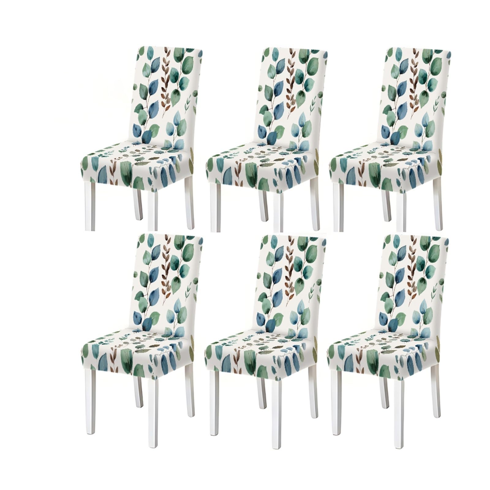 Bosuybn One Color Dining Chair Covers 2/4/6 Pieces, Stretch Slipcovers Watercolor Botanical Leaf Pattern, Scandinavian Style For Kitchen Dining Room Furniture Protectors For Home Dining Room(6Pcschair Cover)