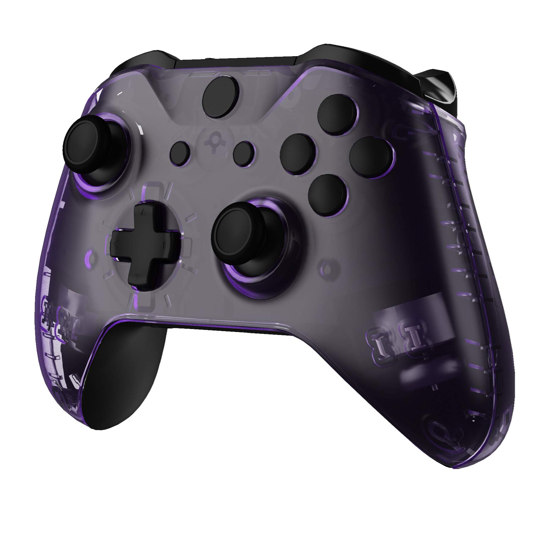 eXtremeRate Carcasa para Xbox One X S Funda Delantera con Agarre Izquierdo Derecho Protectora de la Placa Cubierta Antideslizante Asa Mango para Xbox One S/X Mando-Model 1708(Violeta Transparente) — view 7