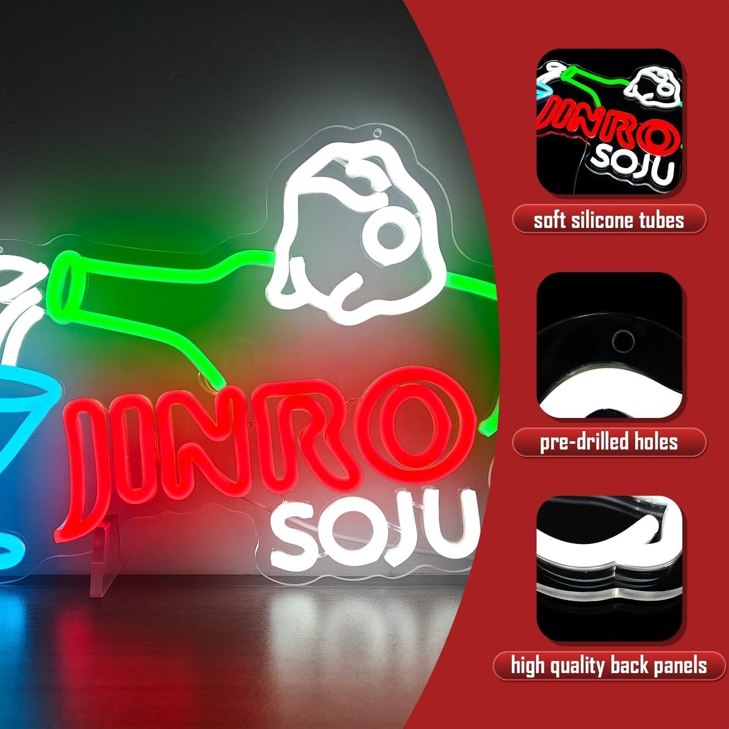 JINRO SOJU LED Neon Sign for Wall Decor USB Adjustable Brightness Living Room Bars Pub Club Gatherings Art Wall Decor image 3