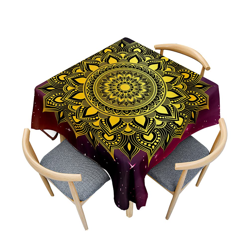 Treer Mandala Style Table Cloth, Square Splash Proof Tablecloth Tablecloths Wipeable Table Cloths for Kitchen Decoration Outdoor Picnic (180x180cm,mandala)