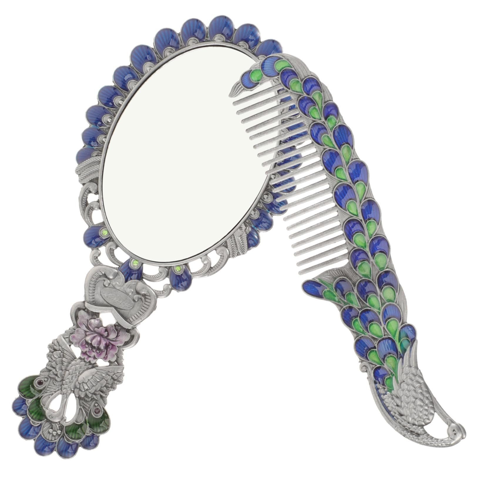 Miroir de poche pliant avec peigne vintage Beaupretty en métal pour retouches
