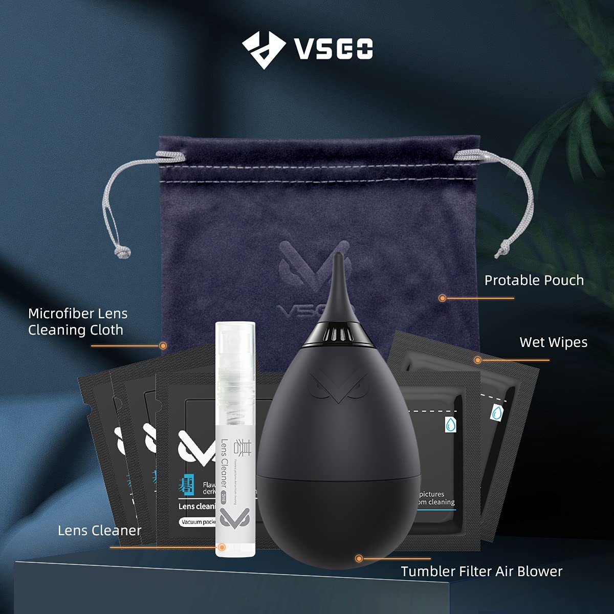 VSGO VS-A1E Kit di pulizia professionale per fotocamere DSLR - Canon, Nikon, Pentax, Sony - Strumenti di pulizia