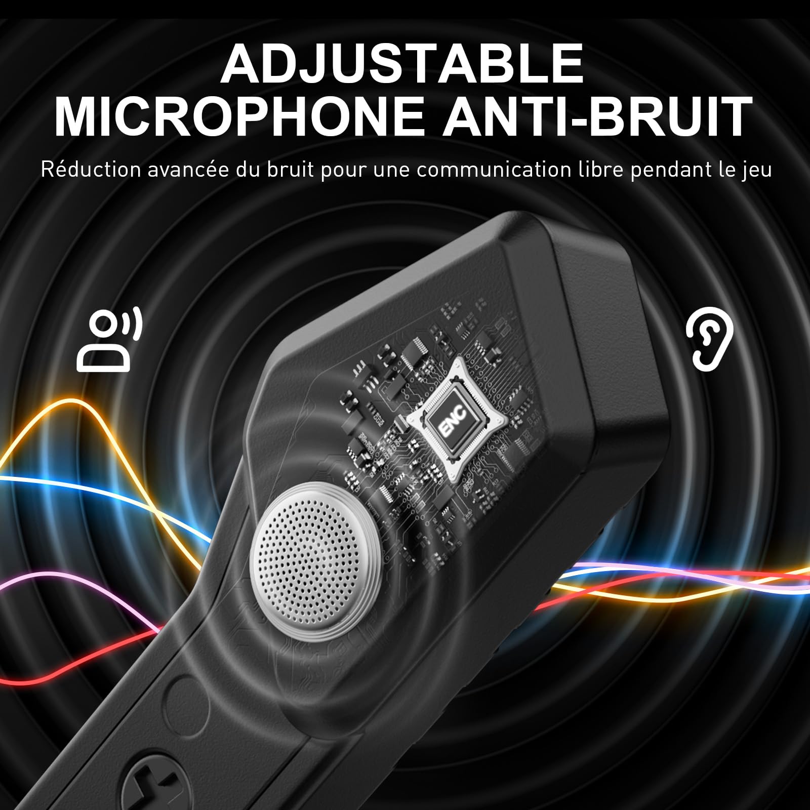 VK82 Casque Gaming sans Fil avec Microphone, 2.4GHz Casque Bluetooth Annulant Le Aruit pour Ps4, Ps5, PC, Switch, Mac, Casque de Jeu Pliable avec Éclairage RGB, Batterie de 50h -Noir Bleu