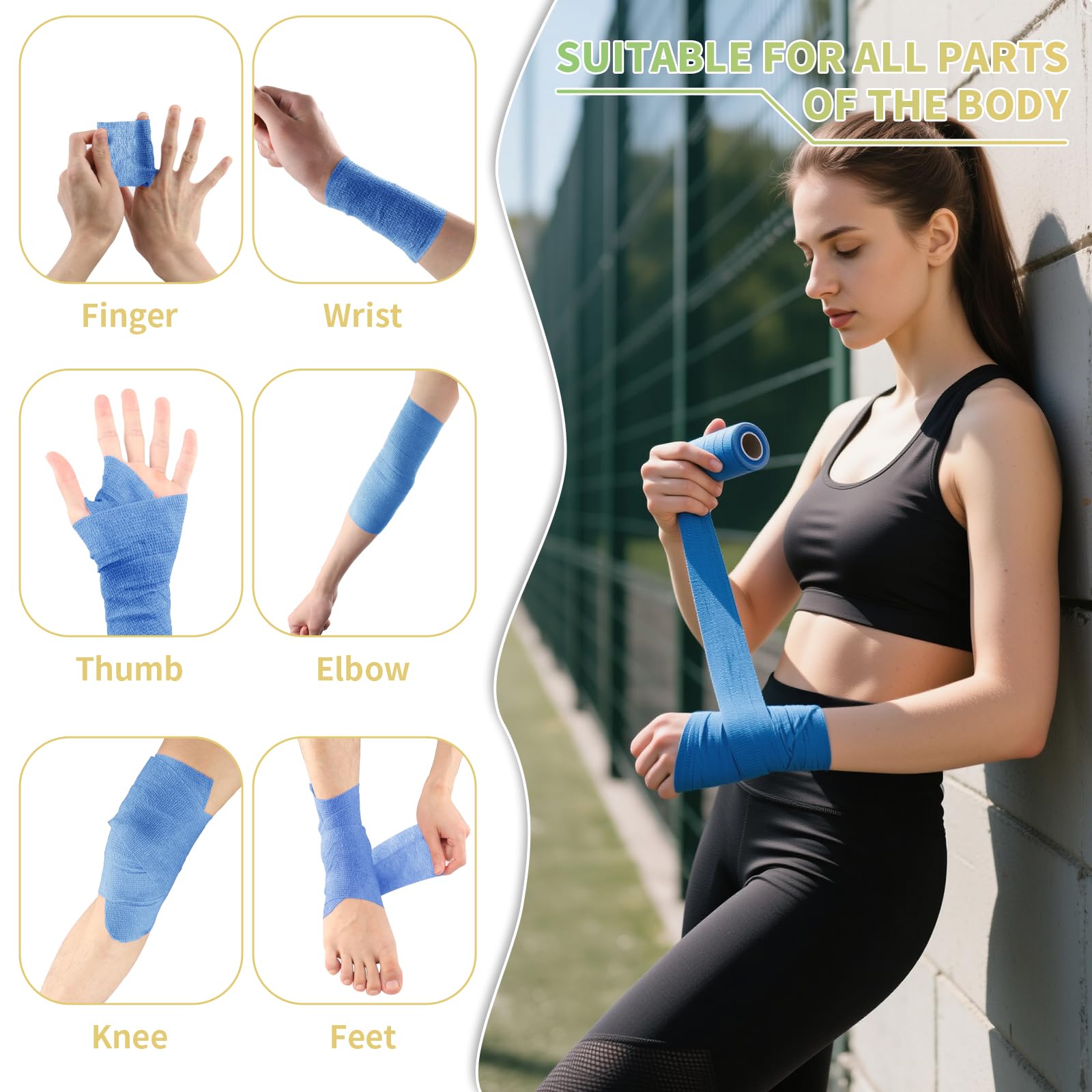 Benda Elastica Autoadesiva 12 Rotoli 10cm x 4,5m Auto-adesiva per Polso Caviglia Animali