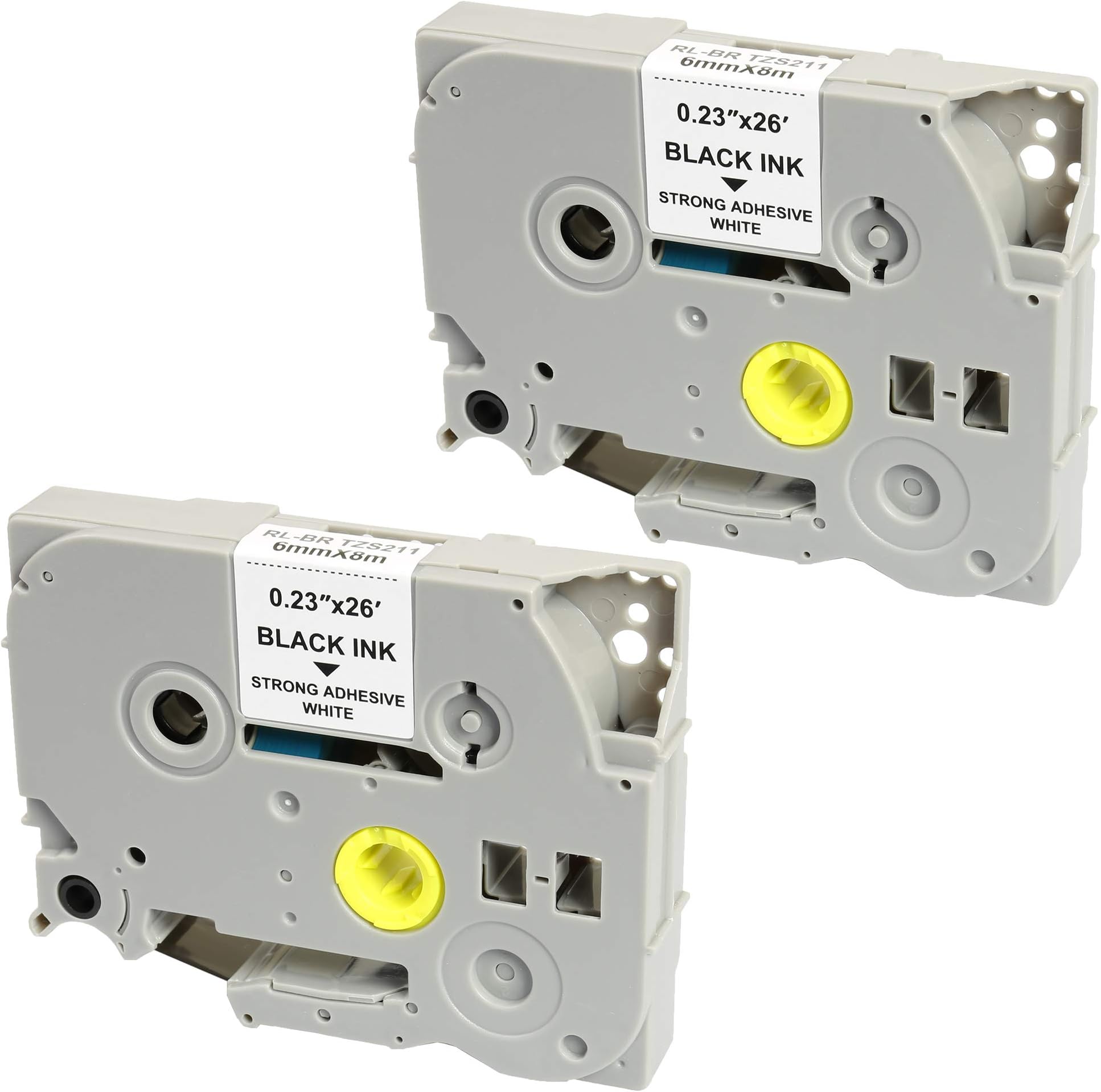 2 Compatible TZe-S221 TZ-S221 Black on White 9mm x 8m Extra Strength Label Tapes for Brother P-Touch PT-1000 1005 1010 D200 D210 D400 D600VP E100 H101C H101GB H105 H110 H300 P700 P750W Label Makers