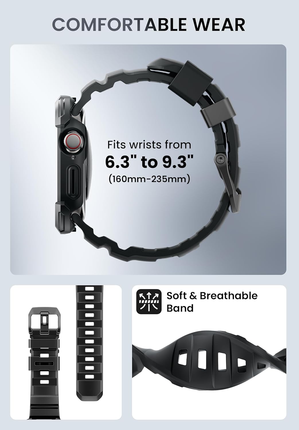 2X Bumper Band Cases with Tempered Glass Protector for Apple Watch Series 11/10 46mm