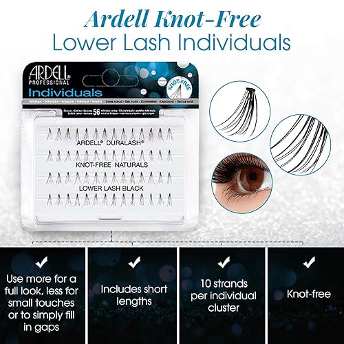 Miniatura 8 de Ardell Pestañas postizas individuales  Combo, negro, aspecto natural, racimos de pestañas, fácil aplicación para efecto de extensión de pestañas,