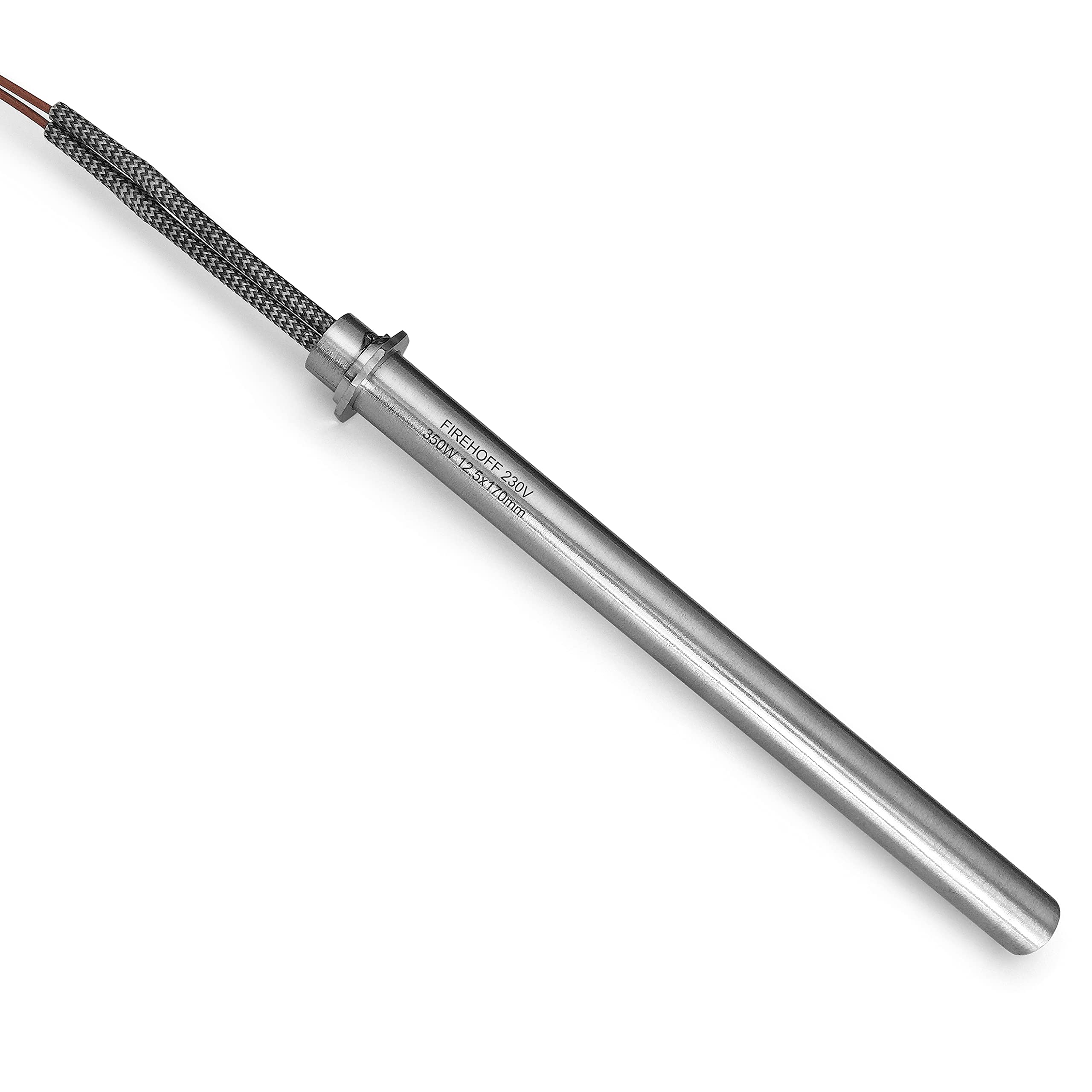 Resistencia para estufa de pellets, 350 W, 160/170 mm, diámetro 12,5 mm, con anilla con bornes - 1 año de garantía