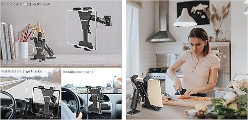 Miniatura 7 de OHLPRO Soporte para tablet para camión, base de taladro resistente, soporte de coche para iPad, mini, Samsung Galaxy (7 a 11 pulgadas) para tablero,