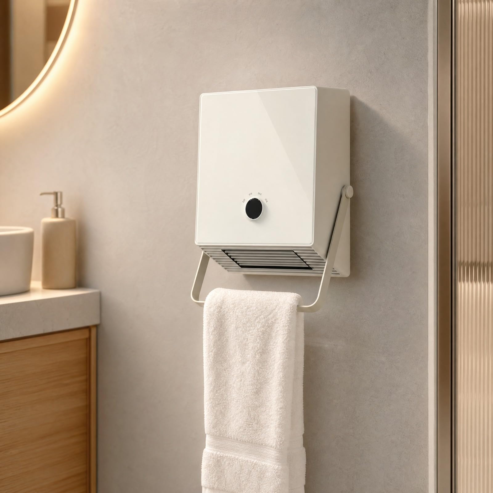 Qianly Calefactor Pared con Toallero Compacto Calefactor Baño con Secado Toallas Versátil para Dormitorio, Oficina