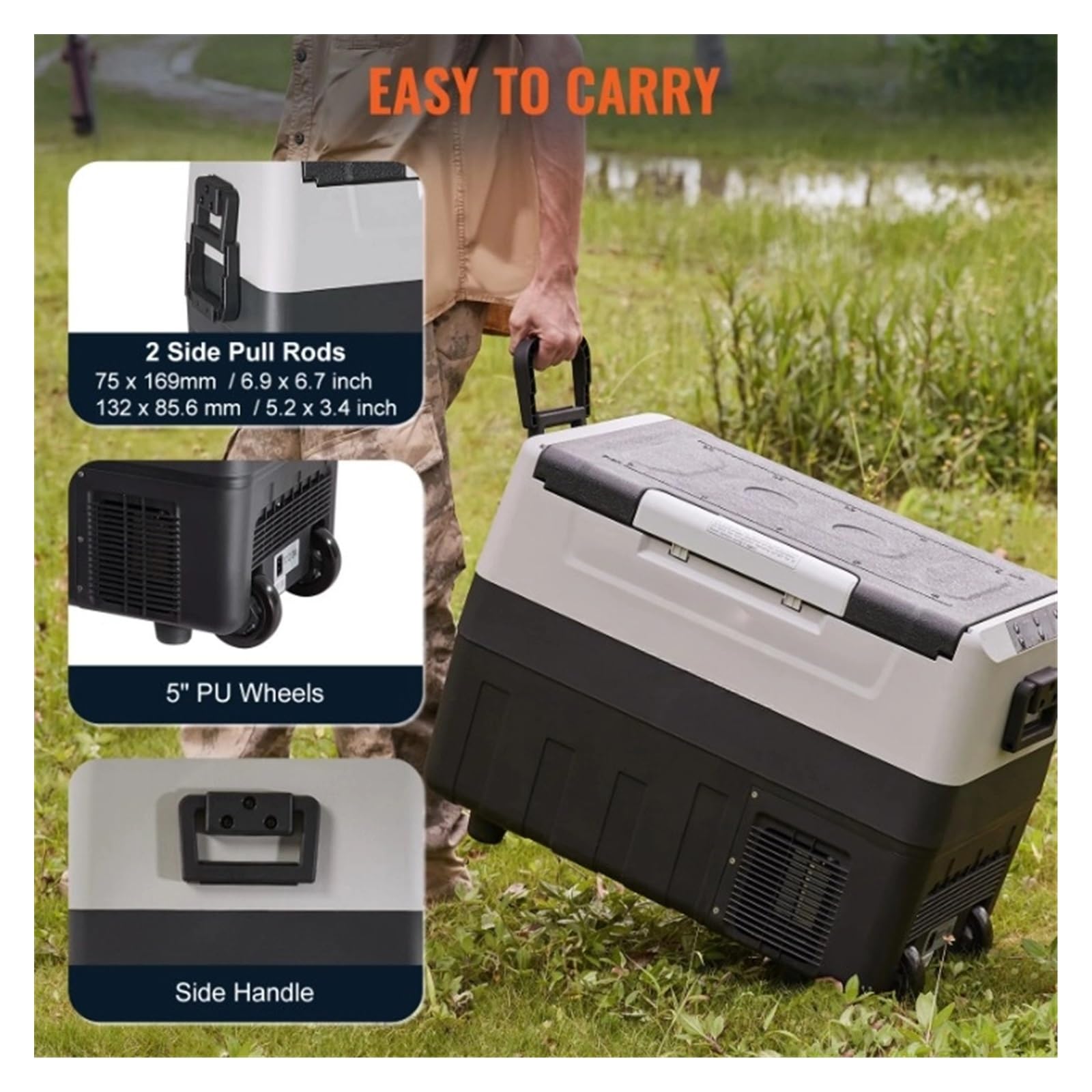 Refrigerador portátil for Coche de 35, 45 y 55 litros, minicongelador, compresor, Ideal for Camping y Viajes.(55L)