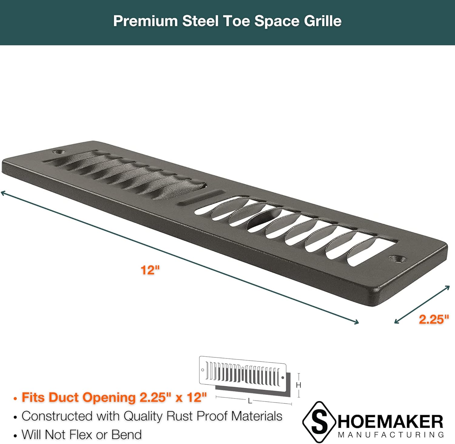 Buy Shoemaker Manufacturing Bronze, 2x12, Premium Toe Space Grille, All Steel Heavy Duty Toe