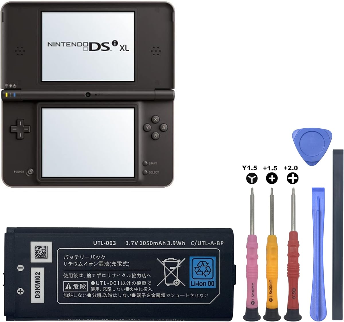 DSi XL Battery UTL-003 3.7V 1050mAh Replacement for DSi XL, DSi LL Game Player Battery with Repair Tool Kit (Not for DSi NDSi DS Lite)