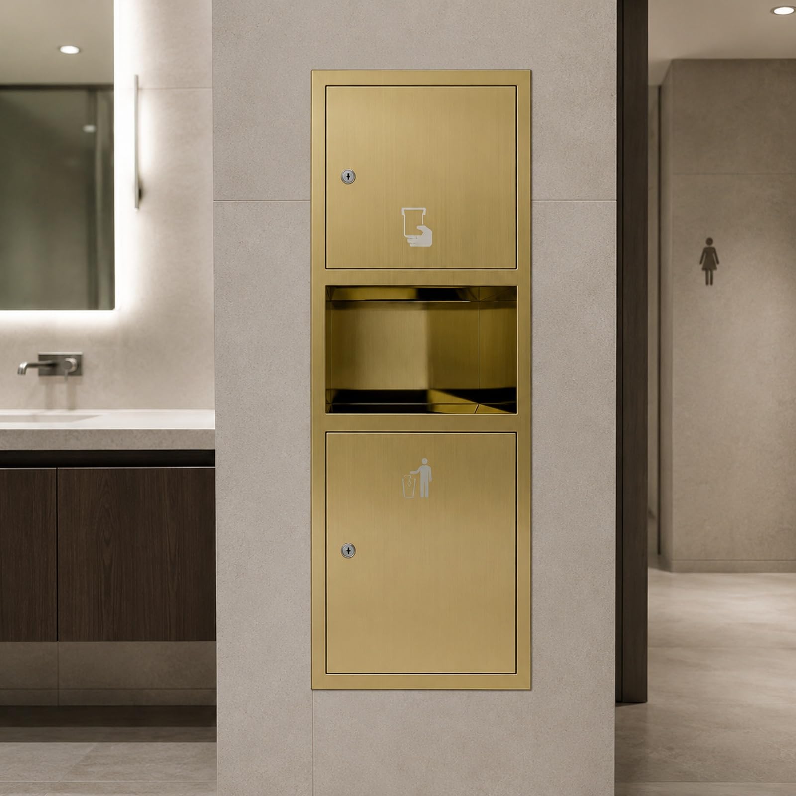 Recessed Toilet Roll Holder | Niche Trash Can | Ttrash Can Niche Bathroom