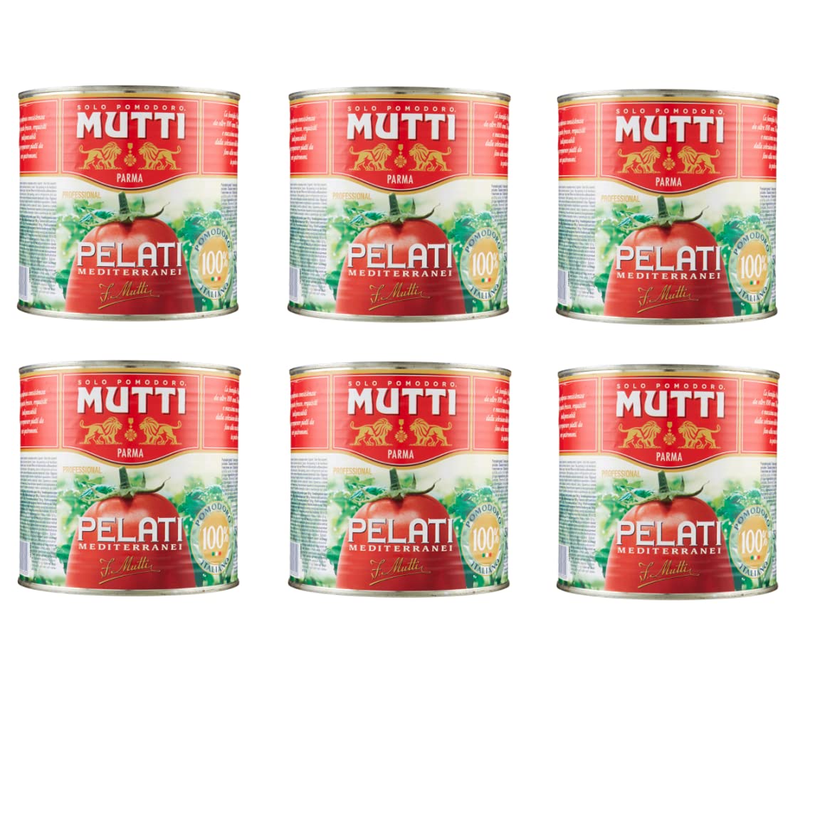 6x Mutti Professional Pelati Mediterranei Mediterrane Geschälte Tomaten 2,5Kg
