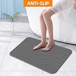 Stone Bath Mat Diatomaceous Earth Bath Mat Stone Shower Mat Fast Water Drying Ultra Absorbent Pad Diatomite mat,Non-Slip Mat for Bathroom Shower,Kitchen,Pet,15.35x23.62in,Hard,Gray,1-Pack