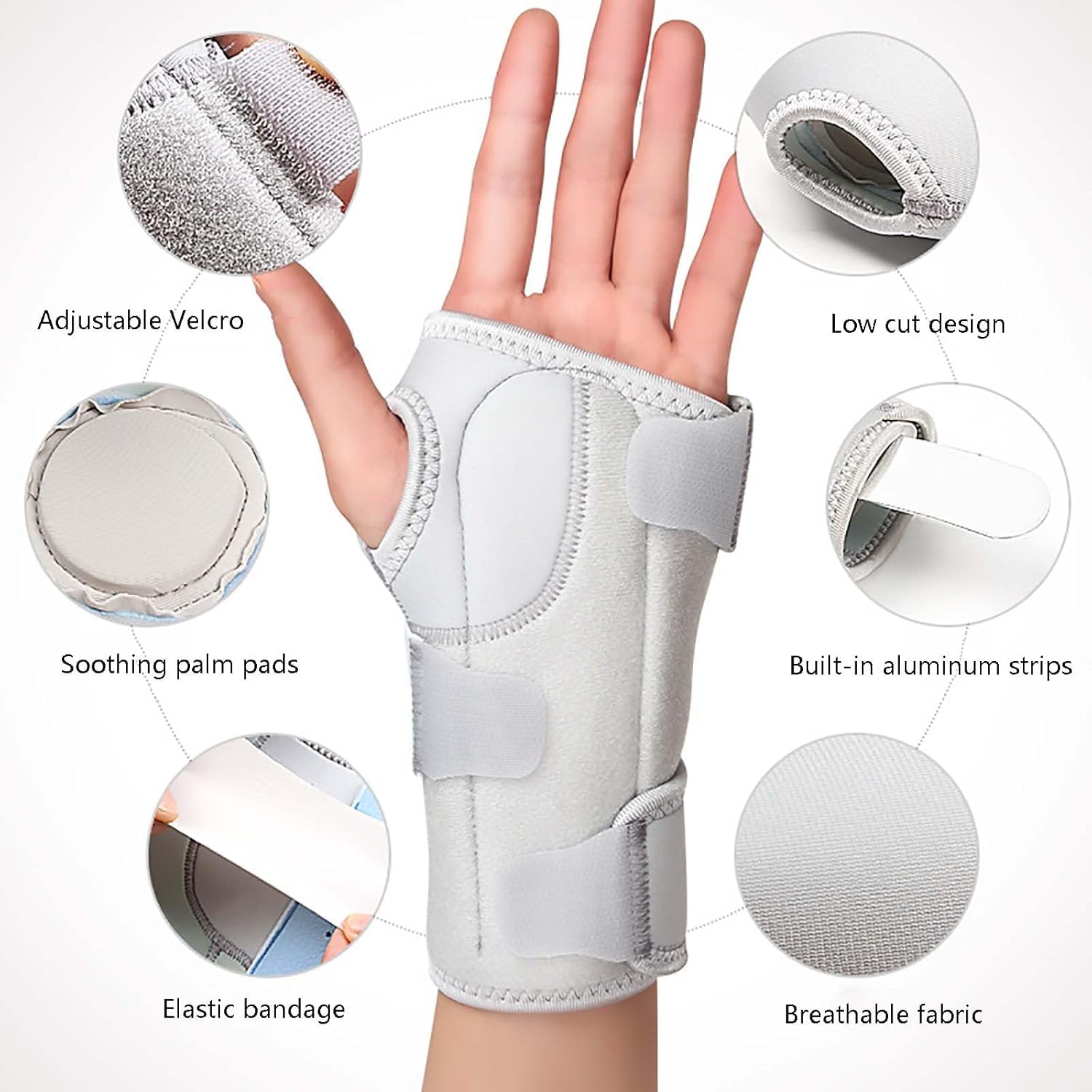 Muñequera con férulas de metal para aliviar el dolor del túnel carpiano, artritis, tendinitis y esguinces