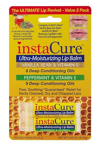 Miniatura 5 de InstaCure Vanilla Bean & Vitamin E and Peppermint & Vitamin E - Bálsamo labial de restauración ultra hidratante. Plus Savory Cooling Sweet Vanilla