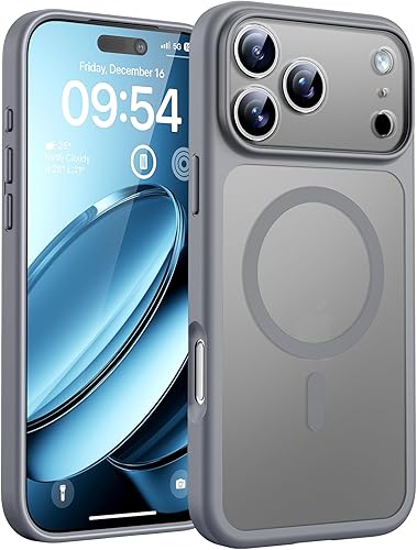Miniatura 36 de TOCOL Funda magnética para iPhone 15, protección completa mejorada de la cámara, compatible con Magsafe, protección contra caídas, translúcida mate,