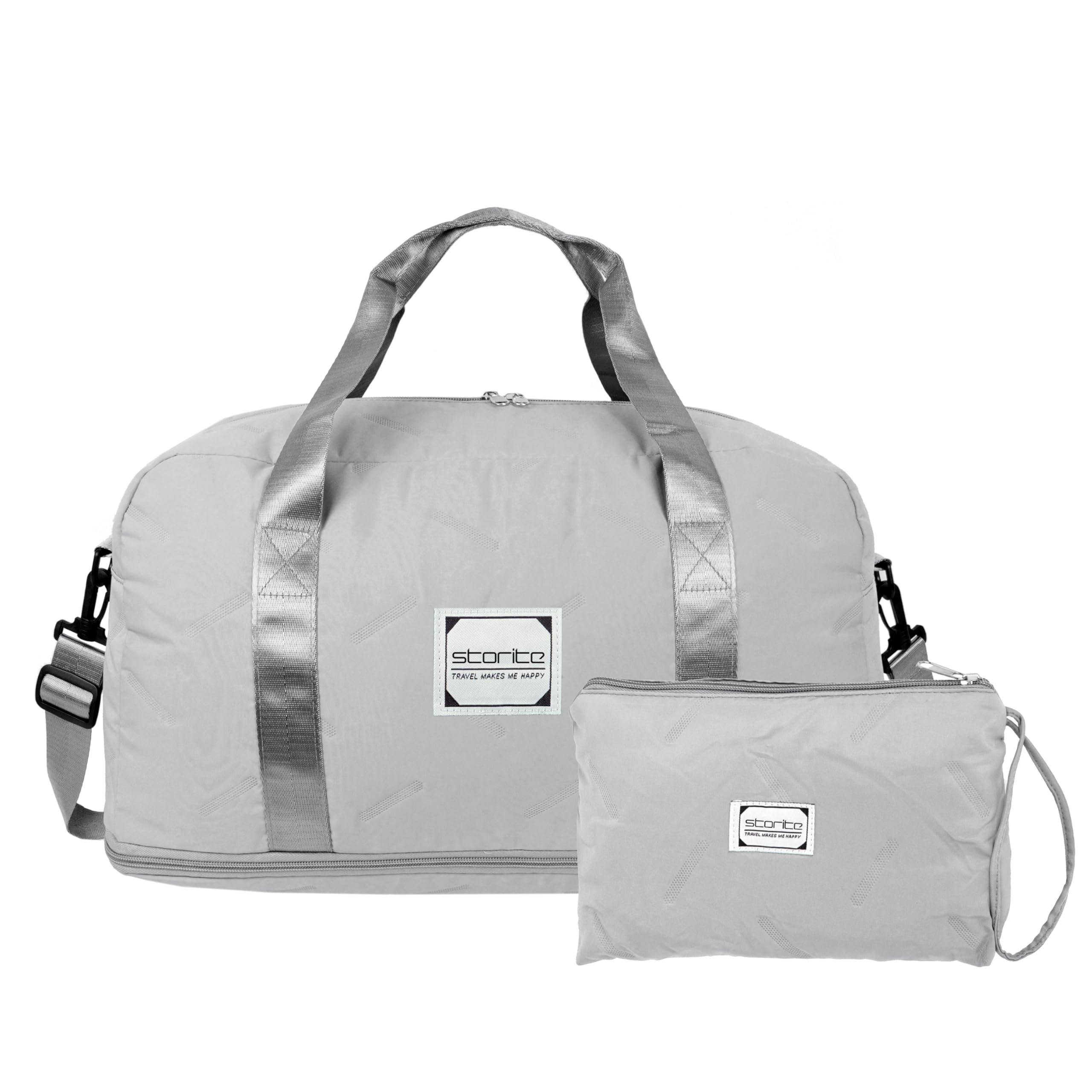 storite Nylon 47 Cm Imported Travel Duffel Bag for Women with Pouch, Stylish Travel Overnight Bag with Wet Pocket Waterproof Luggage Bag (Grey,47x24x38cm)-picture-10