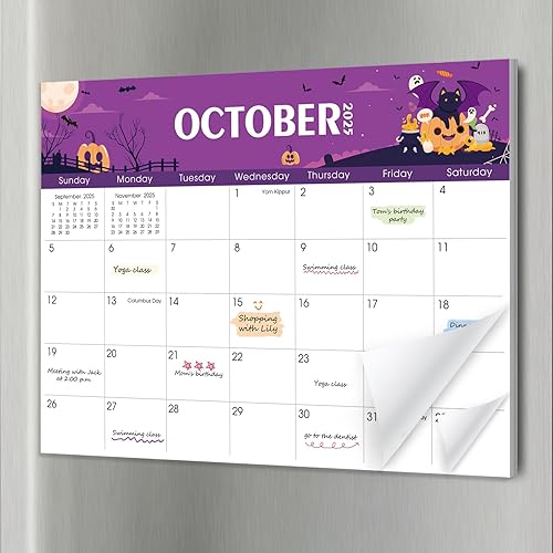 SKYDUE Calendario magnético para refrigerador, calendario de refrigerador 2024-2025, julio 2024 a diciembre 2025, calendario magnético de 18 meses,