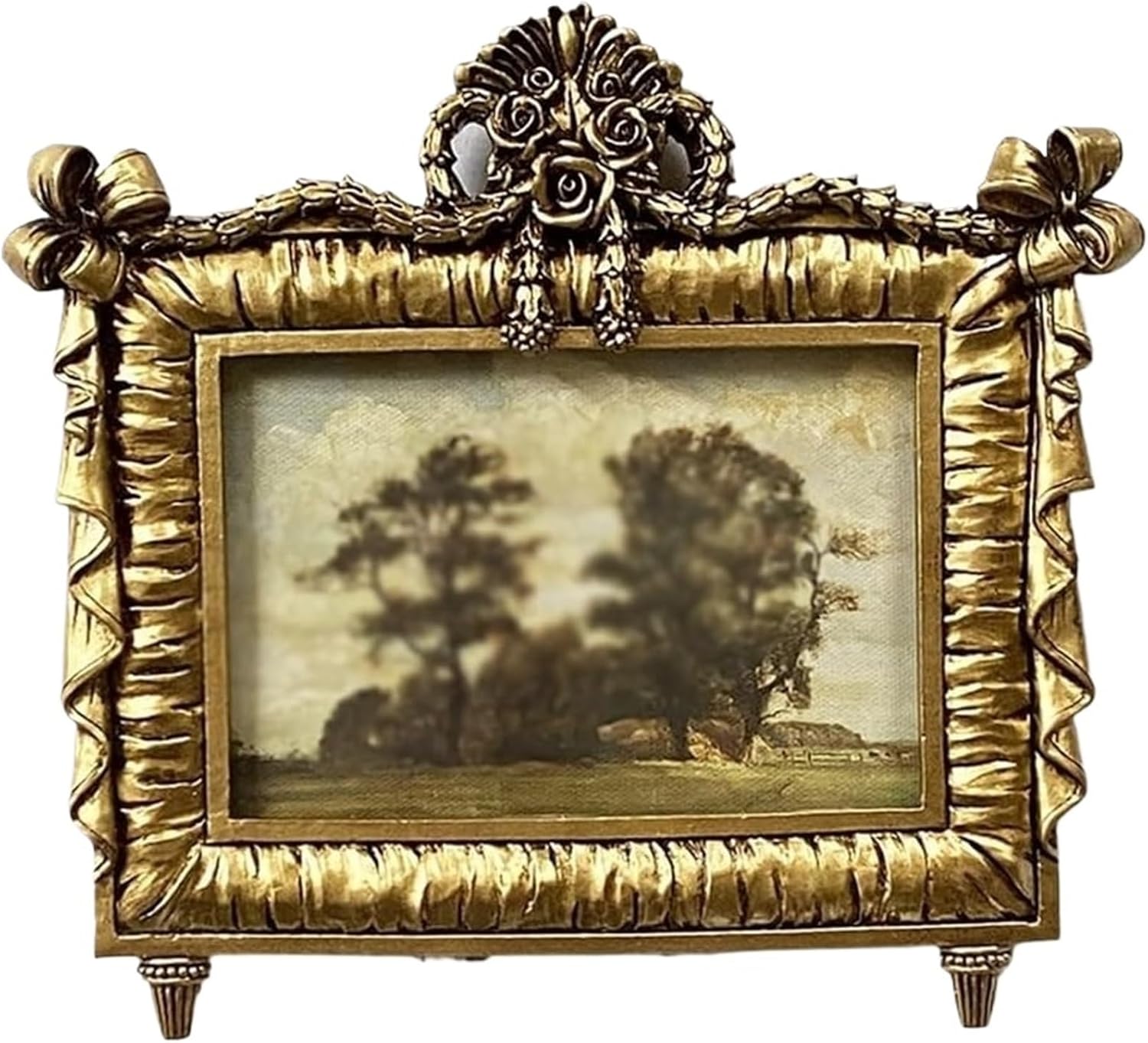 Resin Frame Carved 6-inch Home Picture Decoration Golden Table Swing