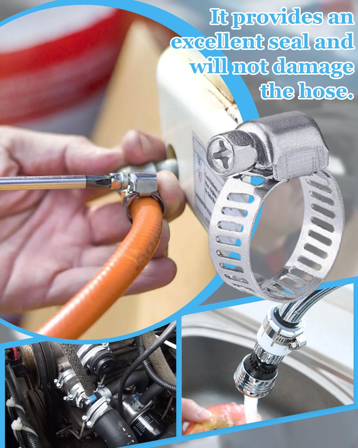6 piezas Abrazaderas Metalicas para Tubos, Acero Inoxidable Ajustable 16-25 mm, Abrazaderas Tubo, de Manguera de Acero Inox para Mangueras Tubería de Agua Piscina