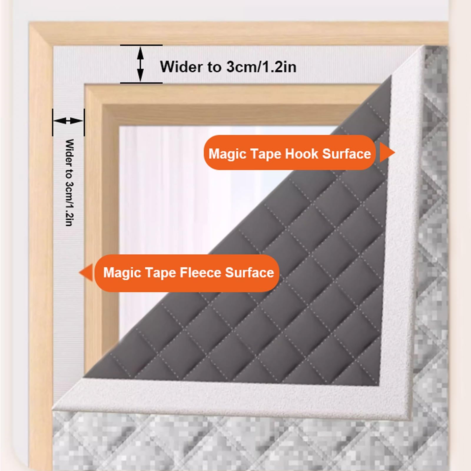 Kit de Aislamiento de Ventana Thermo Cover Oxford Cloth Cotton Layer Reutilizable a Prueba de Polvo y Frío para Hogar Oficina Balcony(4.6 * 3.3'-140 * 100cm)