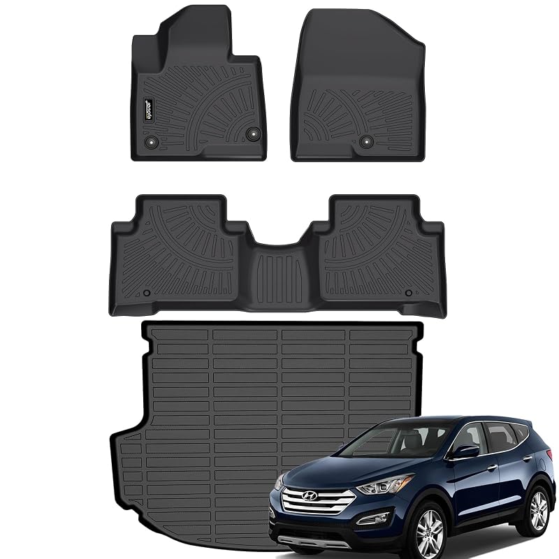 Tapetes automotivos em TPE para Hyundai Santa Fe Sport 2013–2018, conjunto para 5 lugares com tapete de porta-malas JENOFA