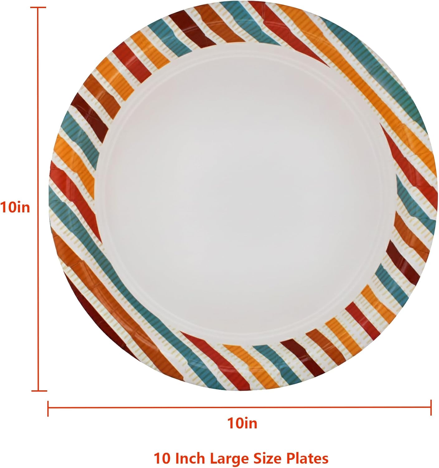 yesbox Vibrant Stripes Paper Plates 150 Pack, 10 Inch Heavy-Duty Disposable Plates for Parties, Birthdays, Holidays & Everyday Use