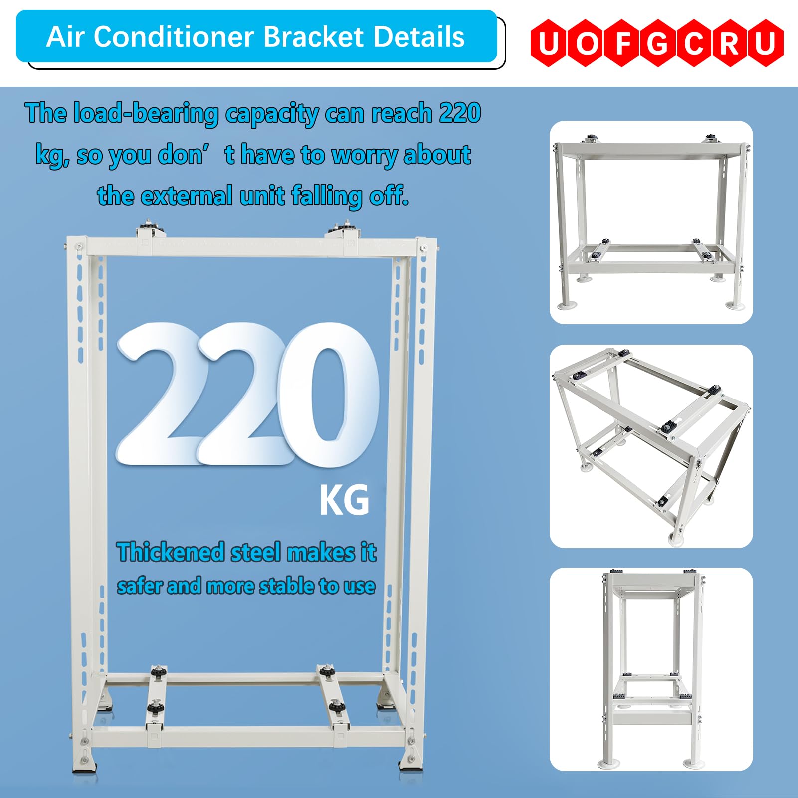 Soporte universal de aire acondicionado de acero galvanizado resistente con doble nivel, montaje en suelo para unidades mini divididas(90×90×45cm)