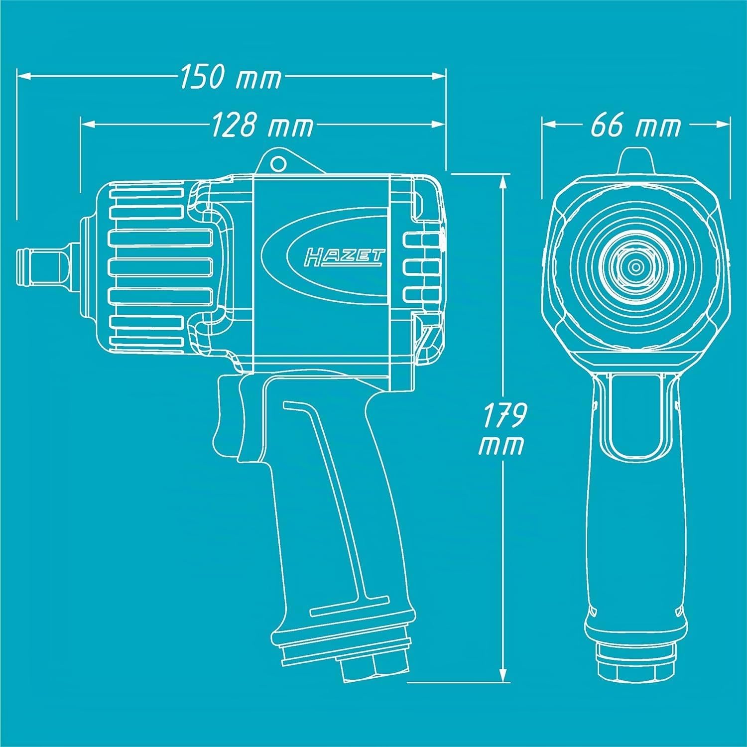 Hazet Avvitatore a impulsi 9012TT,Coppia di allentamento max. Coppia di allentamento 2200 Nm, attacco quadro 12,5 mm(1/2 pollice),Avvitatore a percussione a doppio martello, con tecnologia Twin-Turbo