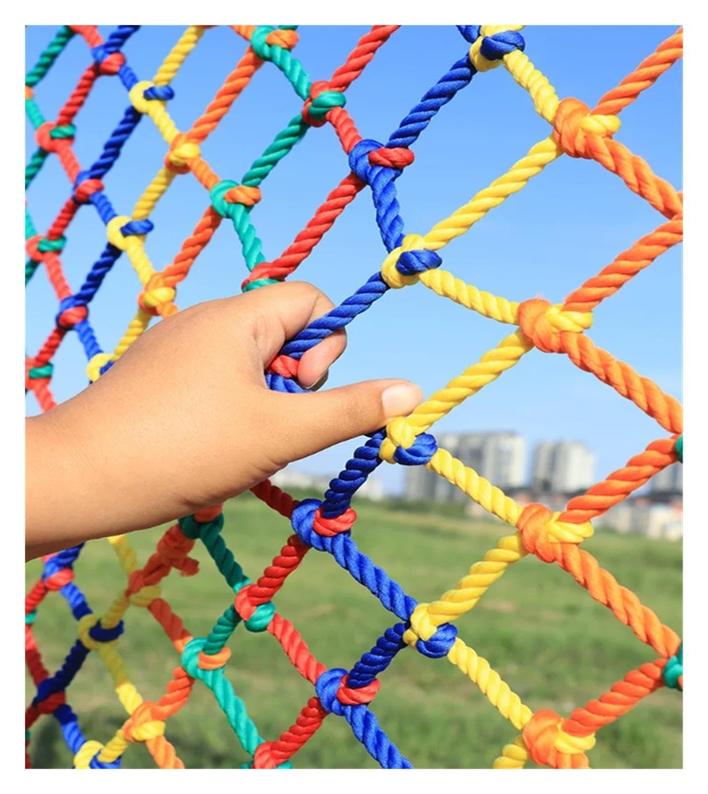 Buntes Kletternetz 10 mm, Outdoor-Seilnetz für Treppe und Terrasse | 10 mm geflochtenes Nylon; faltbares Design; Öffnungsgrößen 10 x 10 cm/5 x 5 cm(5x5cm hole,1.2x4meter)