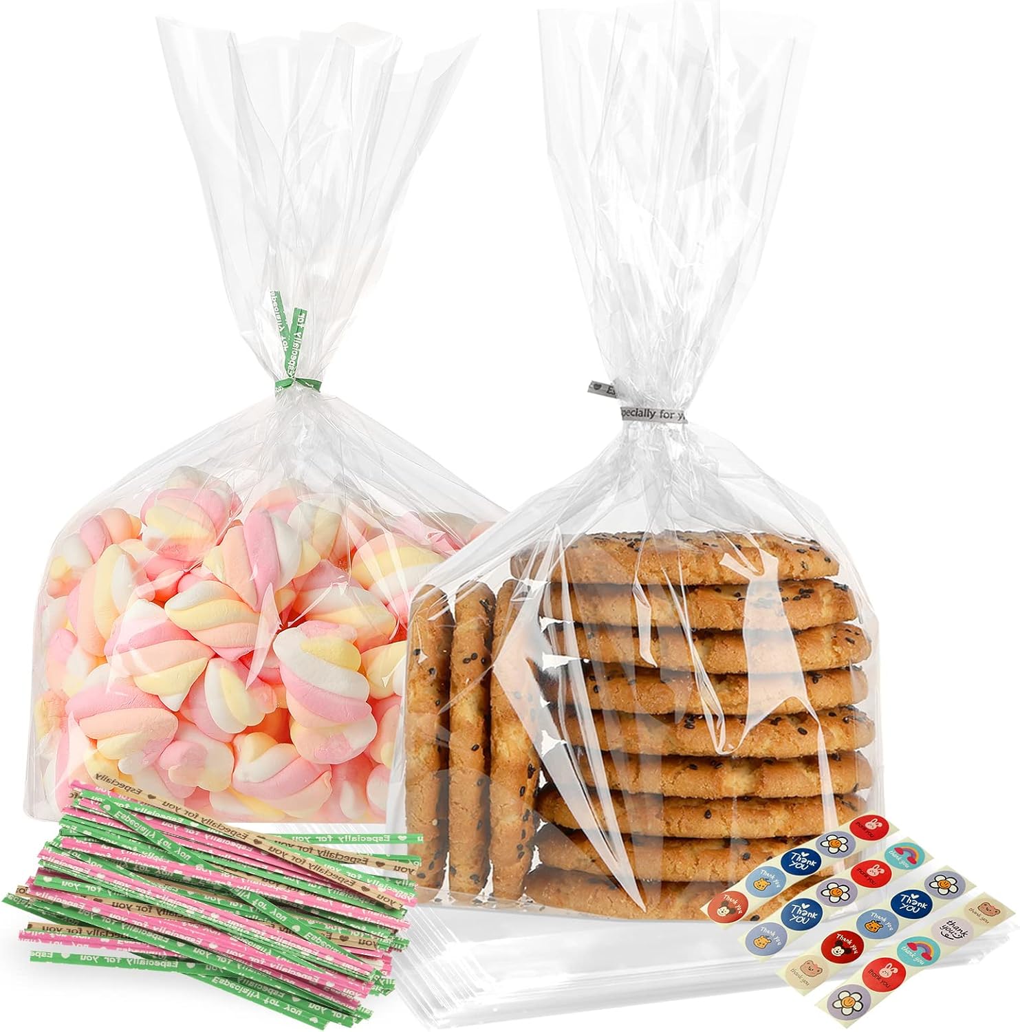 HOLYHOM Cellophane Bags 9x12 Inches, Clear Bags for Gifts