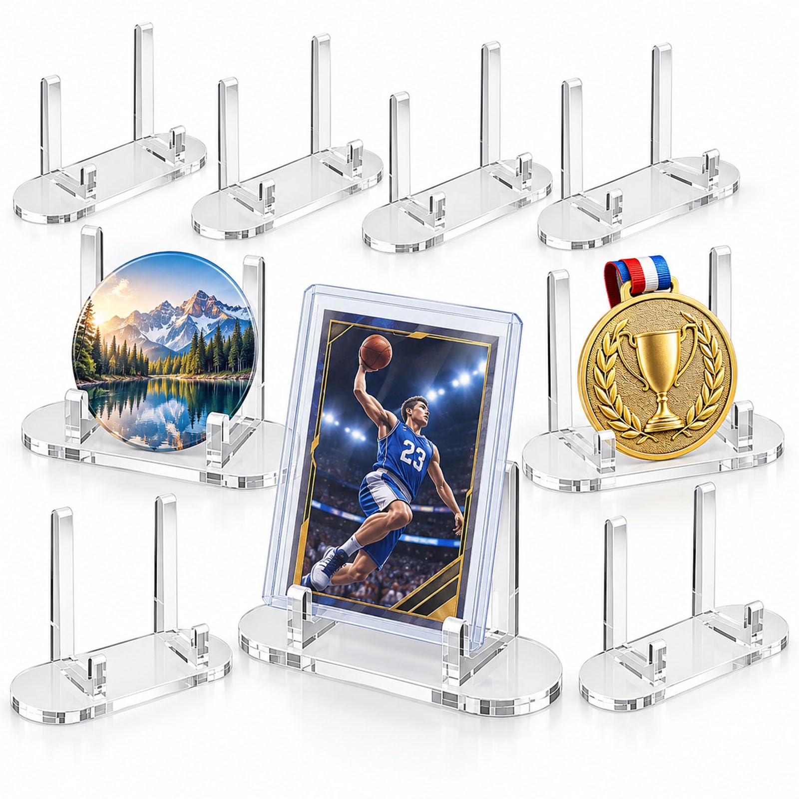 Oaktreey Card Display Stand, 10 Pack Acrylic Trading Card Stand for Desk