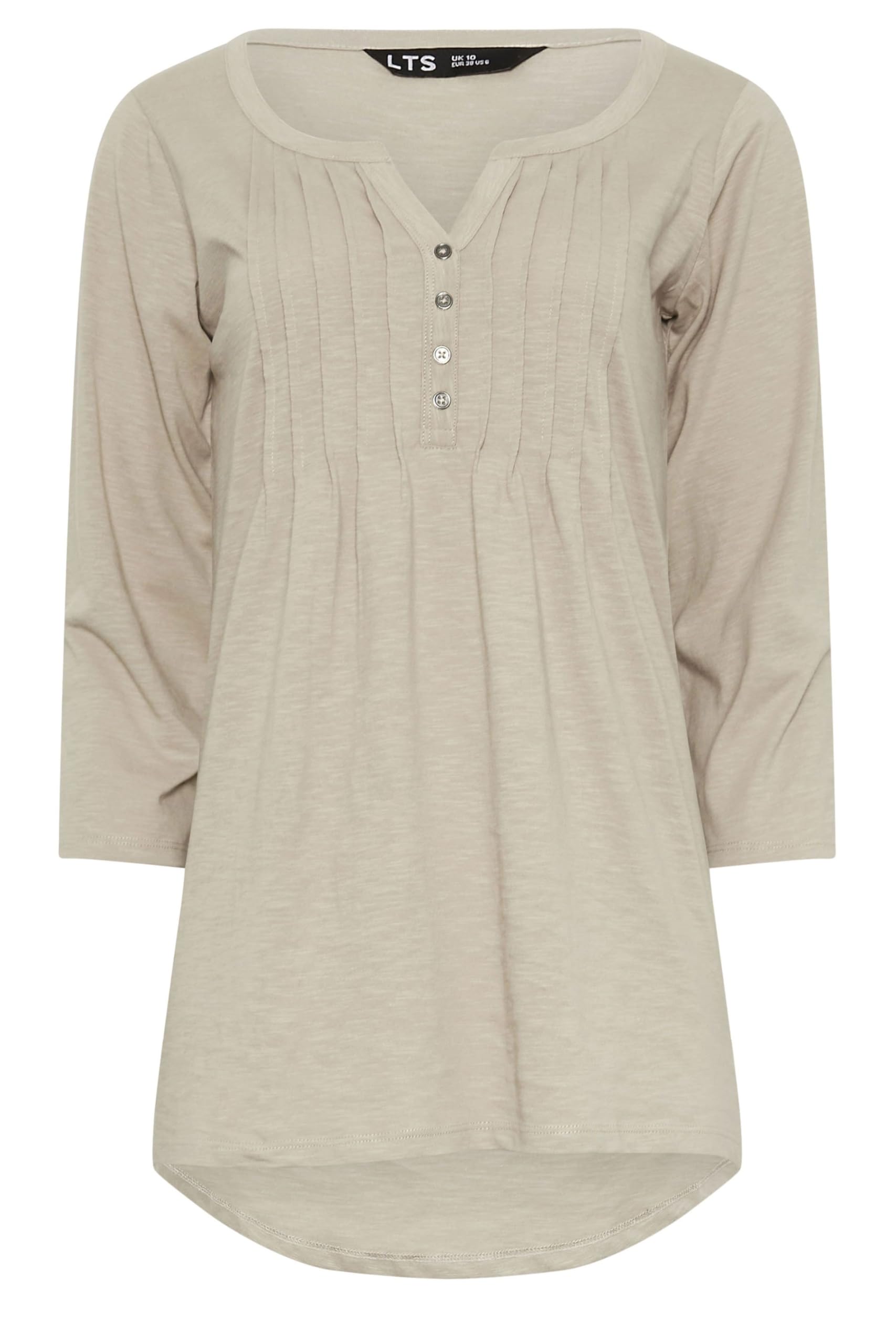 Long Tall Sally Brown - Lts Tall Natural Henley Top - Womens Size 22-24
