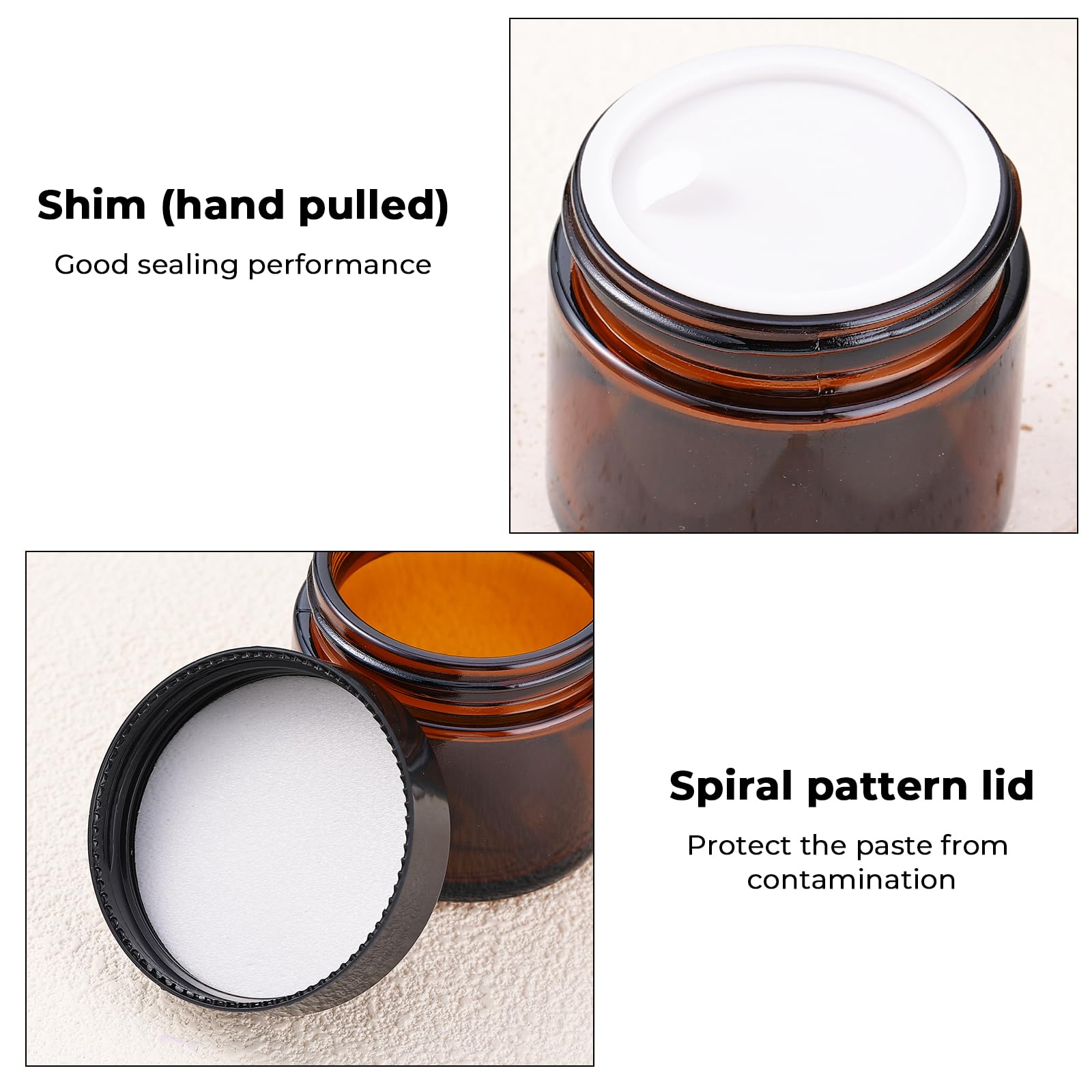 2 Vasetti In Vetro Ambrato 100ml Con Coperchi Neri - Contenitori Vuoti Per Creme E Cosmetici - Foto 11