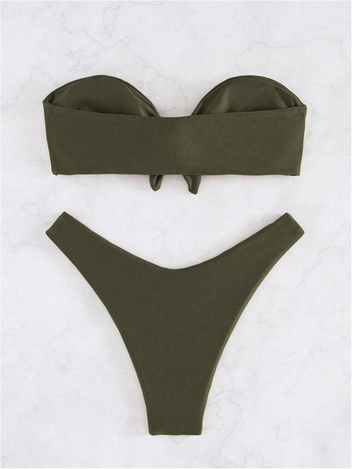 SweatyRocks Women's Bathing Suits Tie Knot Strapless Bikini Set Bandeau Swimsuits - Image 4