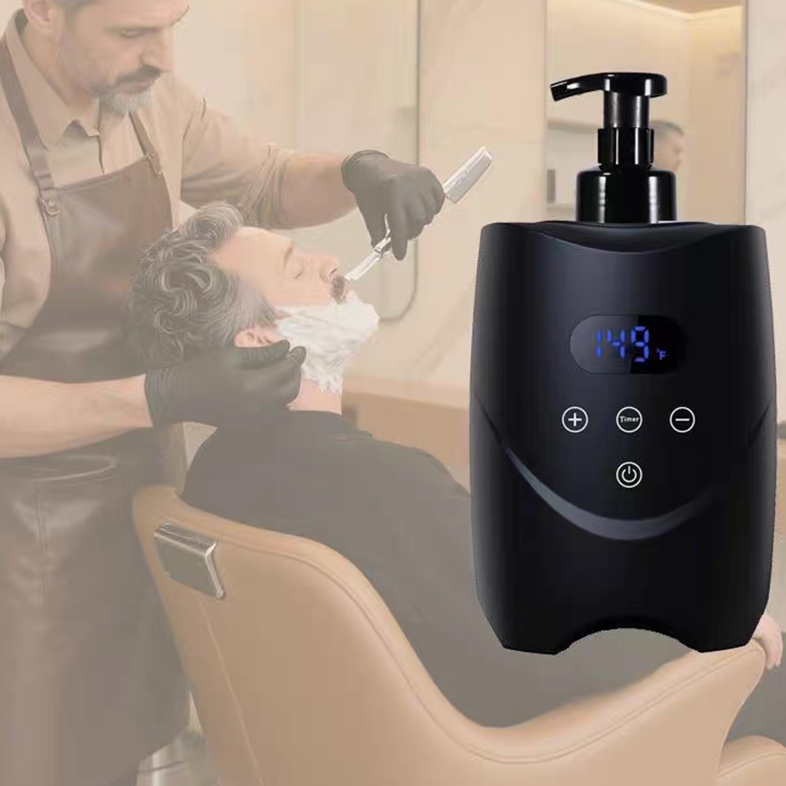 Elitzia Maszyna do golenia z gorącą pianą cieplej dla mężczyzn, inteligentna kontrola temperatury, pojemność 500 ml, szybkie nagrzewanie, dozownik kremu do golenia, maszyna do gorącej piany, do salonu