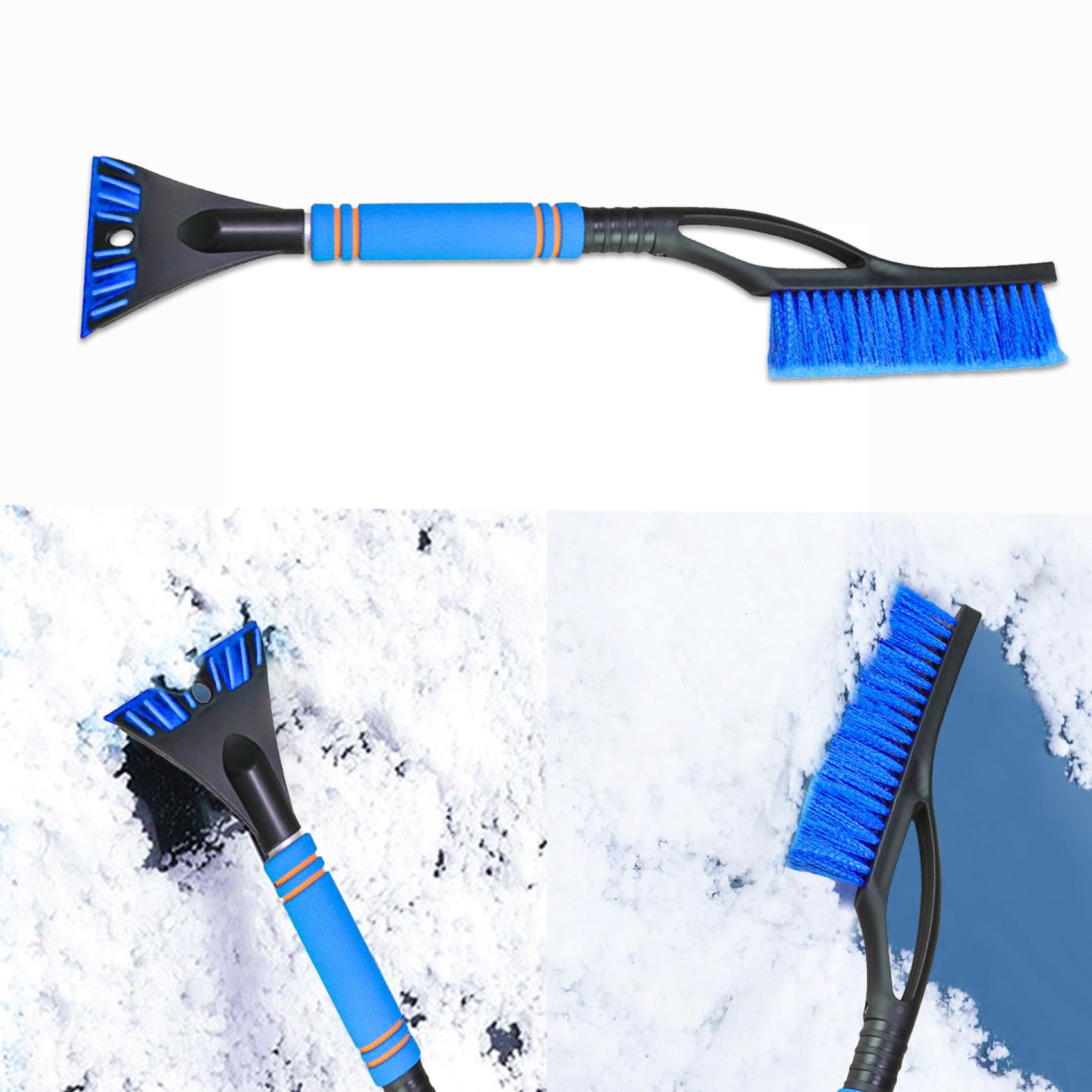 Snow Brush and Ice Scraper for Car Windshield, Car Snow Removal, Detachable Snow Scrapers with Ergonomic Foam Grip, Ice Scrapers and Brushes 2 in 1 Winter Car Accessories Fit SUV Truck Vehicle