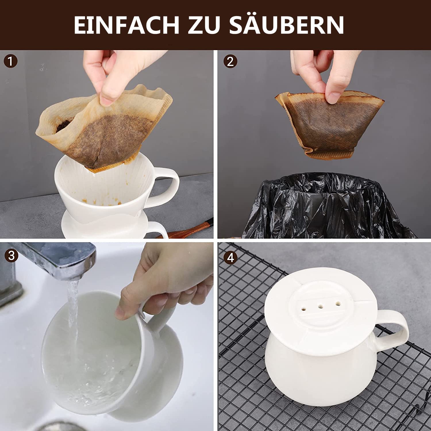 Keramisch koffiefilter Permanentfilter Filtermaat 1,2 of voor