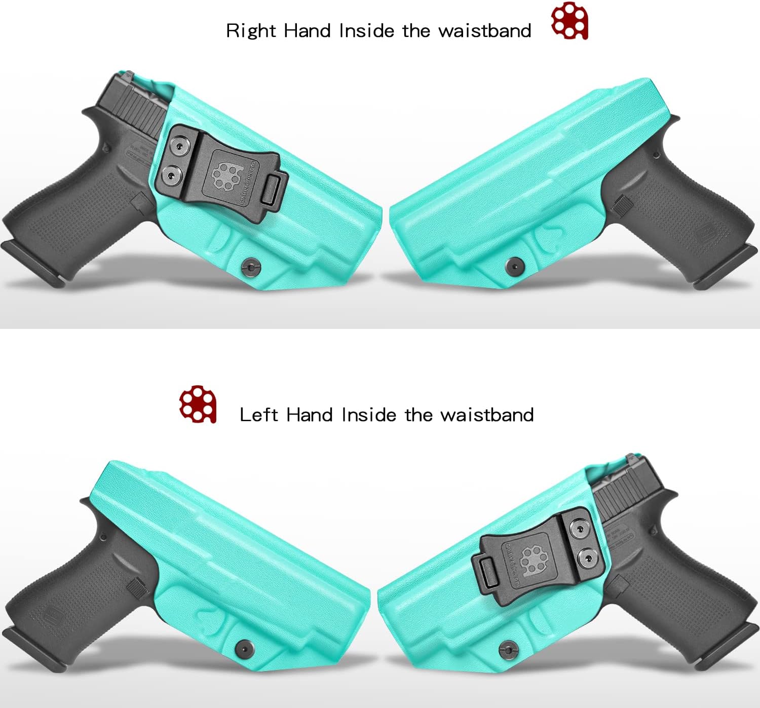 Amberide IWB Kydex Holster for Glock 48/48 MOS, Concealed Carry, MOS and Non-MOS Options Available, Adjustable Cant, Posi-Click Retention, Made in USA