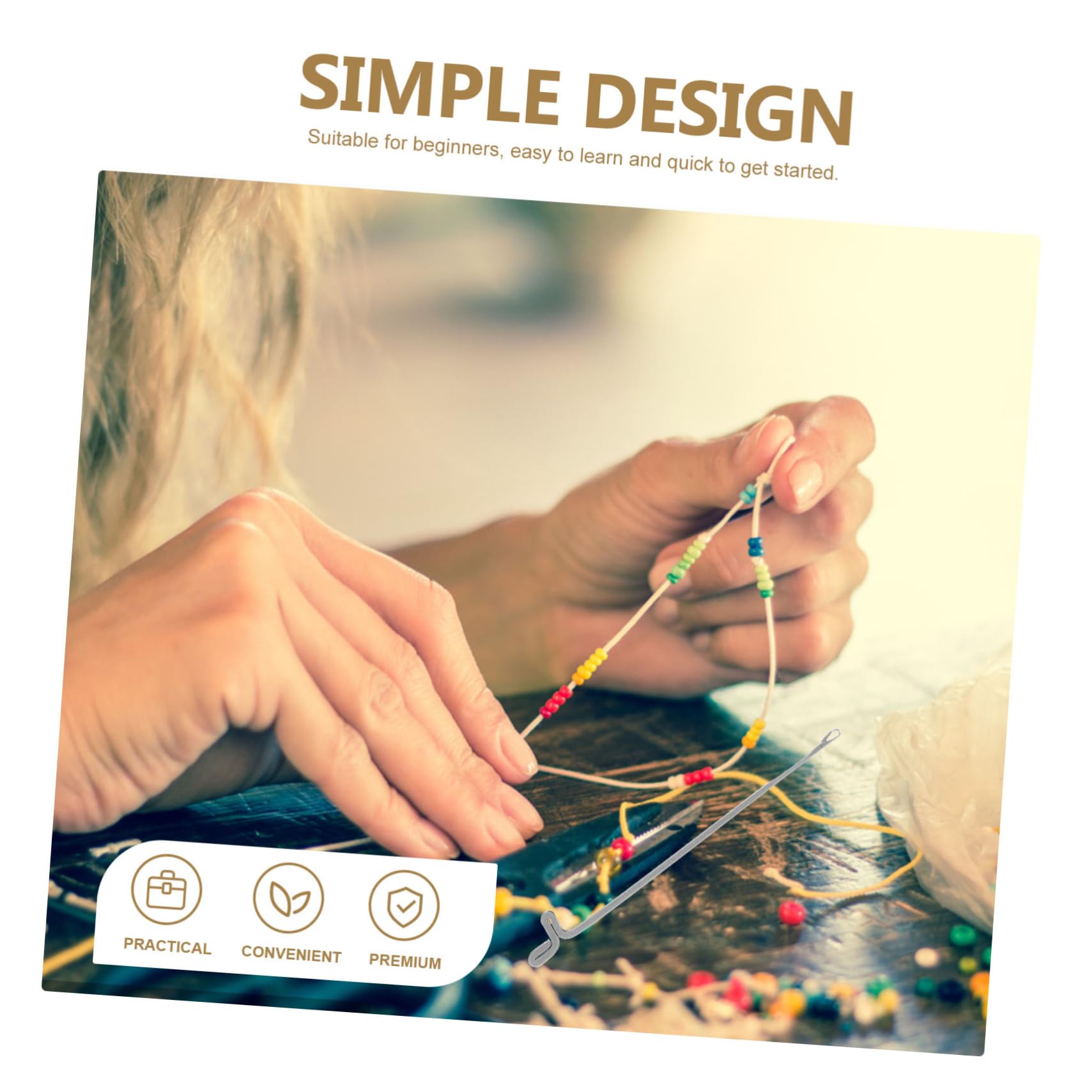 Housoutil 10pcs Plastic Handle Crochet Hooks Beading Needles Bead Threader DIY Beading Needles Jewelry Making Tools for Bead Jewelry Making