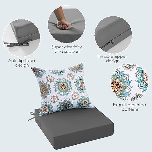 Miniatura 9 de Cojines para sillas de exterior impermeables, cojines de patio para muebles de exterior, cojines de exterior con lazos, cojines para sillas de