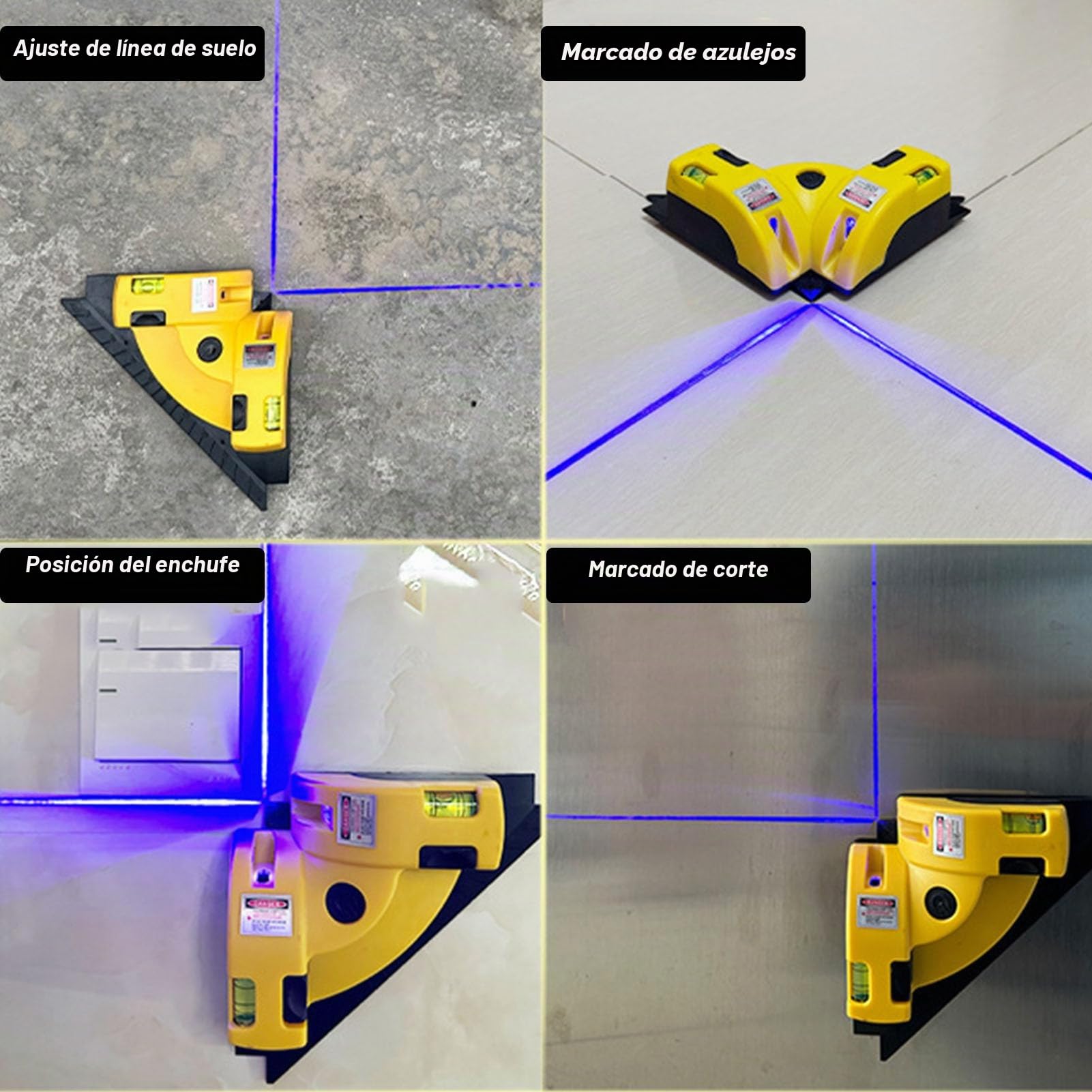 Nivel Láser De ángulo Recto De 90 Grados, Indicador De Línea De Nivelación De Rayo Verde Visible Vertical Horizontal Para Colocación De Suelo Con Batería Integrada