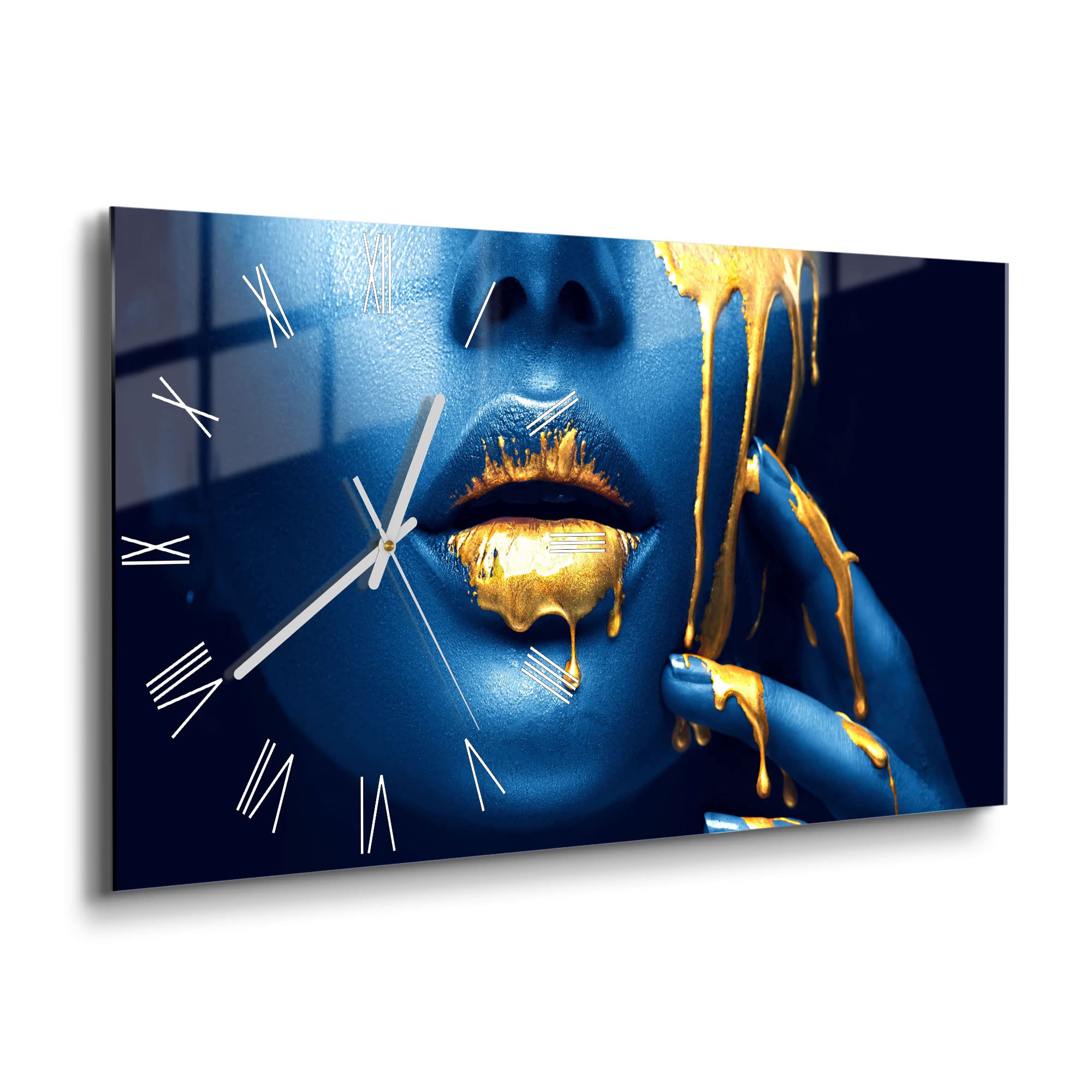 DEQORI Glazen klok | verticaal 60x30 cm | Motief Geometrisch patroon | Grote XXL Design Klok
