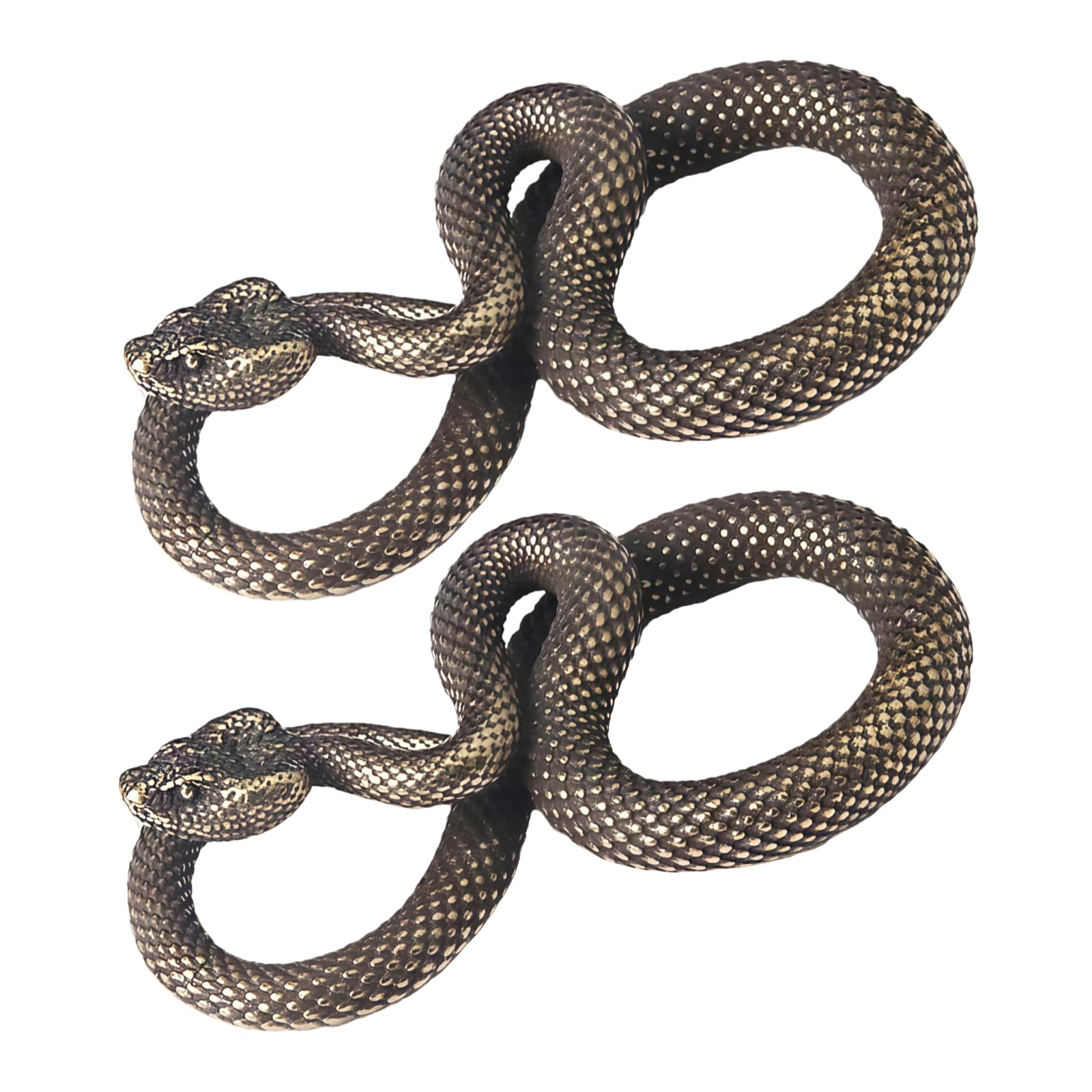 Clockjuan 2Pcs Bronze Snake Figurine Decor High Simulation Fantasy Brass Vintage Style Snake Statue for Office Sculpture for Desktop, Bronze,Men's Pendants,Men
