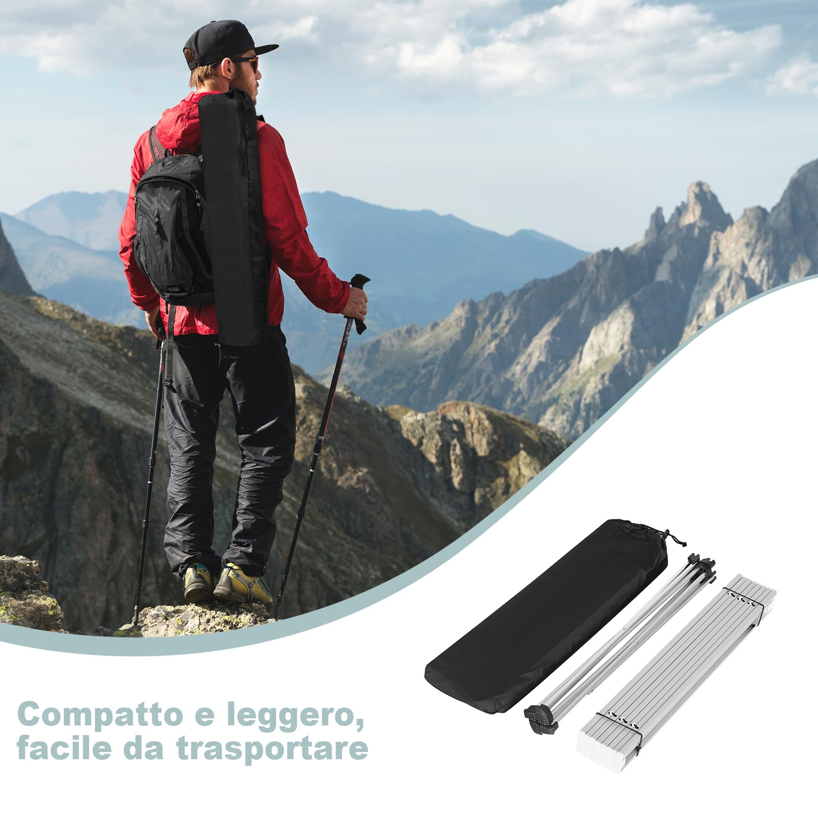 WOLTU Tavolo da Campeggio in Alluminio Tavolino Pieghevole Portatile Salvaspazio e leggero per Picnic 56x46x40 cm Argento