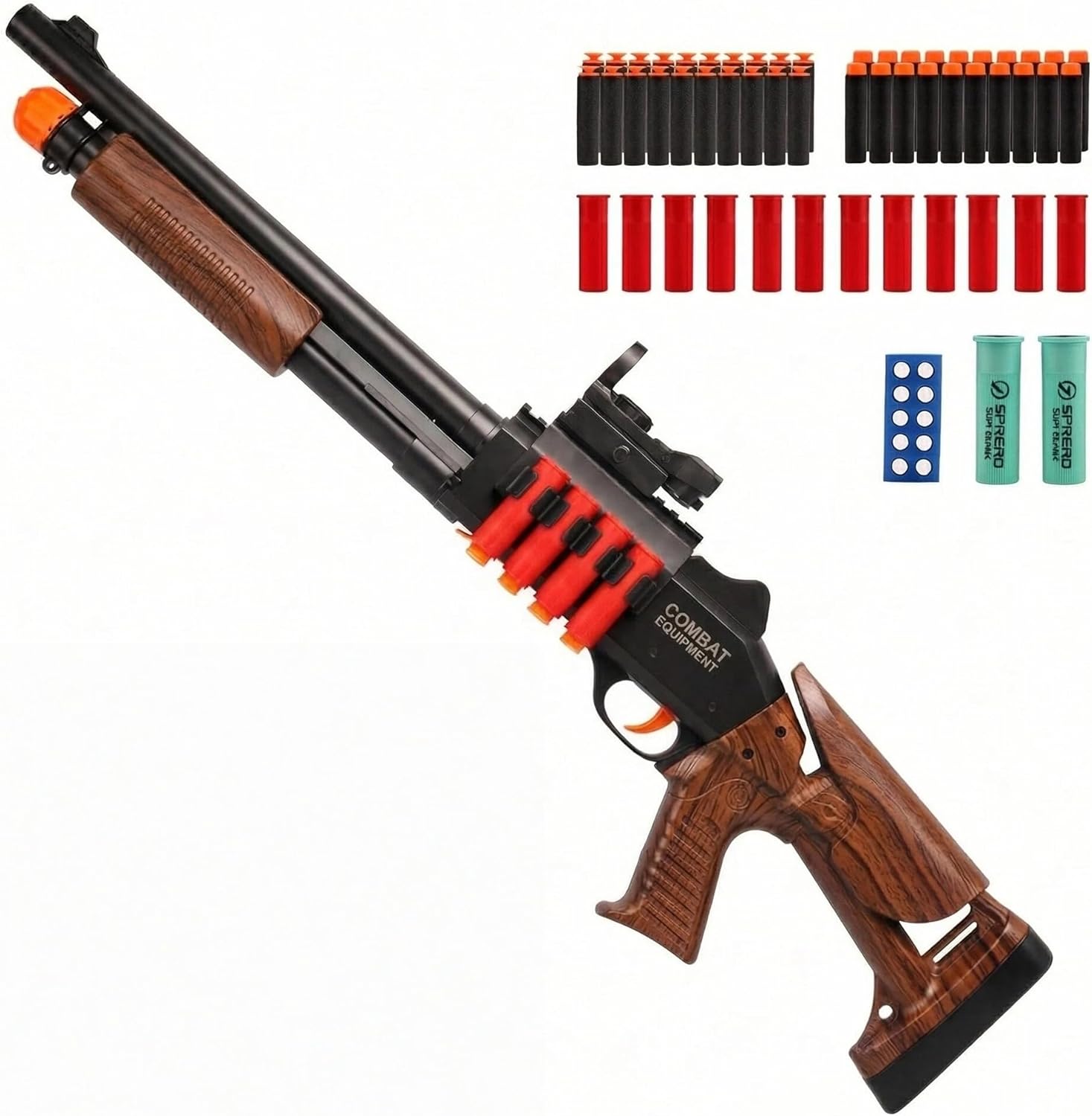 30 inch Foam Blaster with Double Barrel Soft Bullets Blaster with Shell Ejecting 2 in 1 Foam Blasters with Shell Casings 60 Foams Darts Gift for 14+ Years