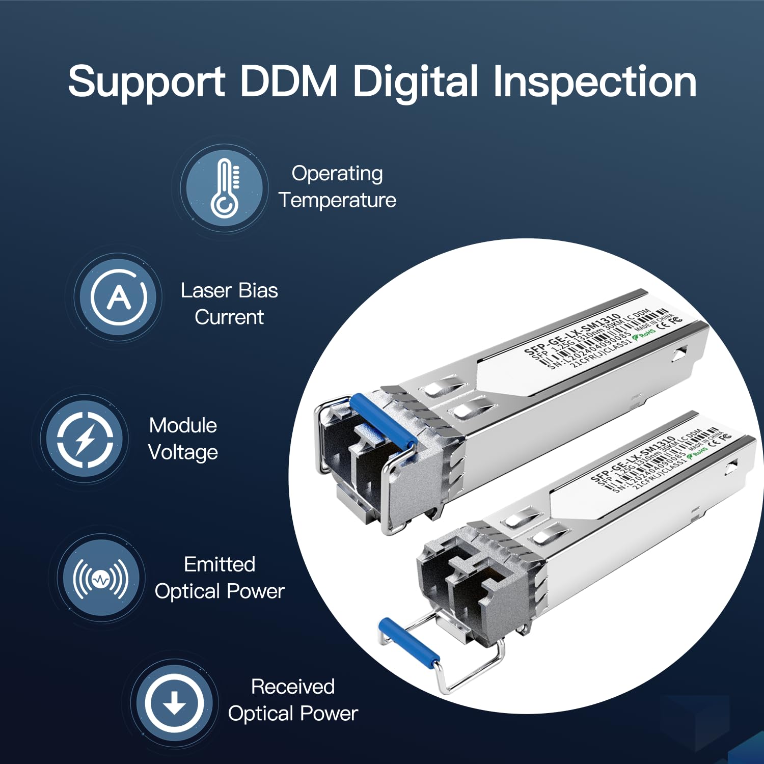 4er-Pack 1.25G SFP LC Modul 1000Base-LX Singlemode Transceiver (SMF, 1310nm, 20km, DDM) – Kompatibel mit Cisco, Ubiquiti, Meraki, Netgear, Fortinet, Mikrotik, TP-Link, Aruba u.v.m.